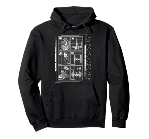 Star Wars Battle Ships Schematic Hoodie idéal pour une soirée cinéma ou un style streetwear
