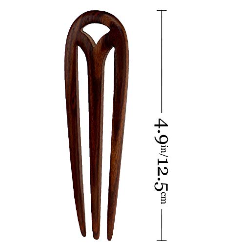 Finger Love Handmade Carved 3-Prong Wooden Hairpin Vintage Chopsticks Chinese Decorative Accessory Hair Stick Rosewood #TOP2