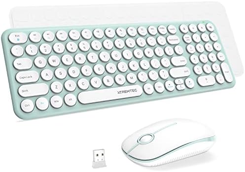 Wireless Keyboard and Mouse Combo Wireless Pink Keyboard Cute Keyboard Kawaii Keyboard Green Keyboard Aesthetic Keyboard Quiet Keyboard Laptop Keyboard Teclado y Mouse Inalambrico Mac (Macaron Green)
