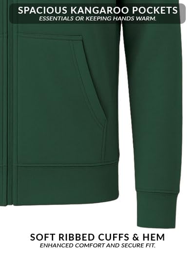 Image of ADRO Men's Regular Fit Zip-Up Hoodie for man | 320 GSM Cotton Poly Fleece Zipper Sweatshirt with Soft Fabric & Printed Hoodies