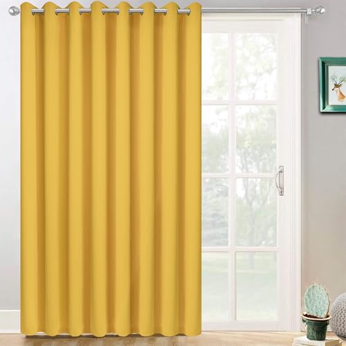 Image of Yakamok Wide Blackout Patio Door Curtain Panel, Sliding Door Insulated Curtains,Room Divider Curtain, Vertical Blinds for Patio Door with Grommet Top(Yellow, 100 by 84 Inches,1 Panel)
