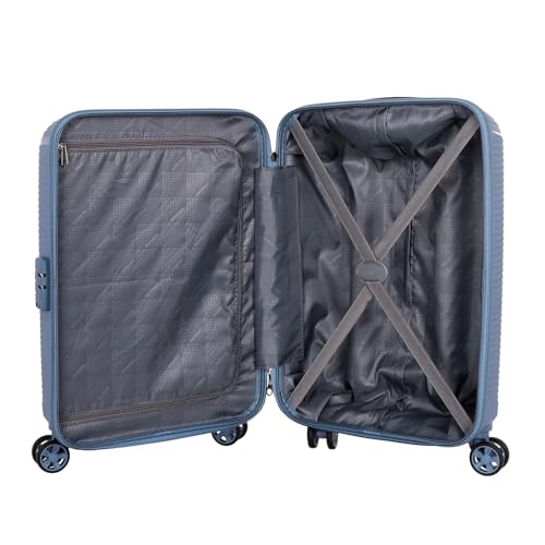 Image of American Tourister PP Kamiliant By Nexus with Combination Lock & 8 Wheel 2Pc Set (Small + Large) & Internal Organiser, Hard Suitcase for Travel /Trolley Bag with Double Wheel- Blue (Blue Fin),79 cm