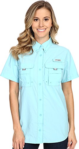 Columbia Women's Bahama Short Sleeve Shirt, Large, Clear Blue