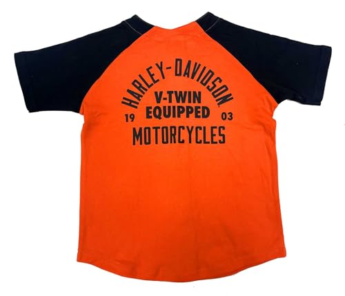 Harley-Davidson Big Boys' H-D Striped Sleeve Baseball Tee, Orange/Black2