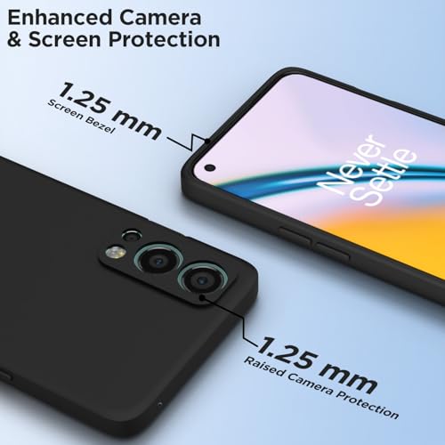 Image of Outlouders Back Cover for Oneplus Nord 2 5G | Camera Protection | Durable Soft Matte Silicone Bumper Case (Black)