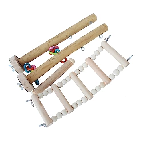 HAPINARY 4pcs Bird Toy Set Parrot Swing Ladder Parrot Perch Accessory for Cockatiel Wood Toy