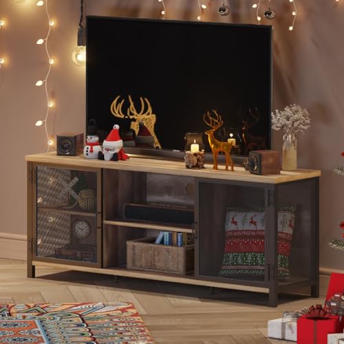 FATORRI Industrial Entertainment Center for TVs up to 65 Inch, Rustic Wood TV Stand, Large TV Console and TV Cabinet for Living Room (60 Inch Wide, Rustic Oak) - Image 9