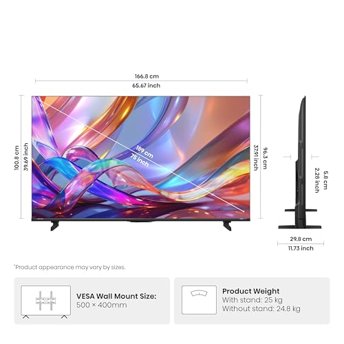 Image of Hisense 189 cm (75 inches) E8S Series Hi-QLED MiniLED Smart TV 75E8S (Black)