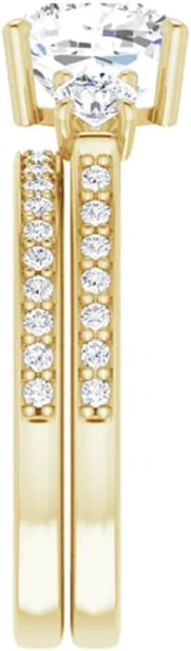 10K Solid Yellow Gold Handmade Engagement Rings 3CT-5CT Cushion Cut Moissanite Diamond Solitaire Wedding/Bridal Ring Set for Women/Her Propose Ring