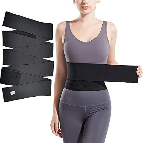 Bandage Wrap Waist Trainer - Waist Wraps for Stomach, Snatch Bandage Tummy Sweat Wrap Plus Size Workout Waist Trimmer for Gym Sport, Lumbar Waist Support Belt for Women
