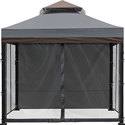 CoastShade 10x10 Outdoor Patio Garden Gazebo,Patio Gazebos Canopy Garden Structures Gazebos with 1 sidewall and 4 Netting encluds,Gray