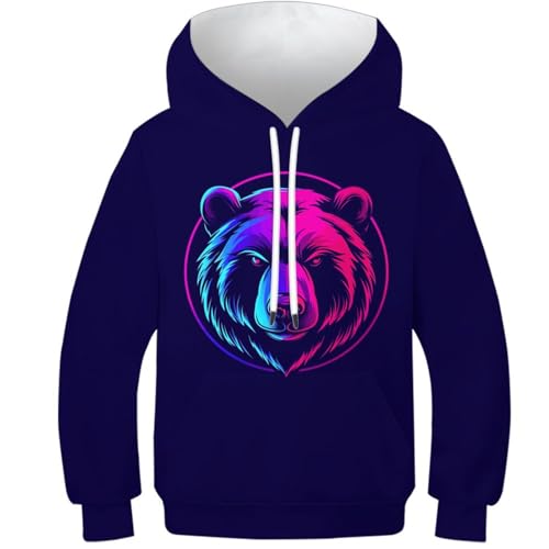 Pull à capuche ours manches longues sweat léger garçons filles 9-11 ans