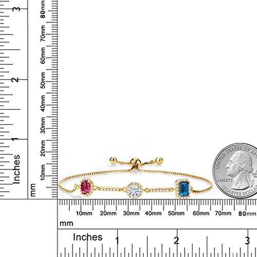 Gem Stone King 18K Yellow Gold Plated Silver Customized and Personalized Tennis Bracelet For Women By Keren Hanan | 2.46 Cttw | Gemstone Birthstone | Adjustable Bolo Bracelet For Women4