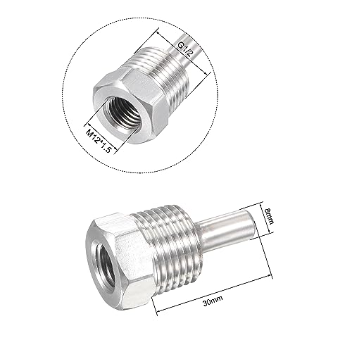 sourcing map 8mm Durchmesser G1/2 Schutzrohr Schweißfreier Edelstahl 201 30mm Länge für Bierfermenter