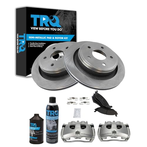 Image of TRQ Rear Brake Pad, Caliper, & Rotor Kit, with Chemical Kit Semi-Metallic Compatible with 2012 Ram 1500