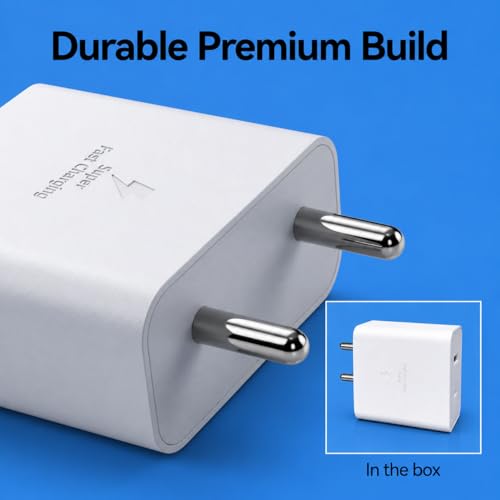 Image of Umake 65W Fast Charger Adapter, USB-C PD + USB-A Dual Port Super Fast Charging, BIS Certified Type C Charger Compatible with Samsung Galaxy, iPhone Series, OnePlus, Vivo, Oppo, Pixel & More - White