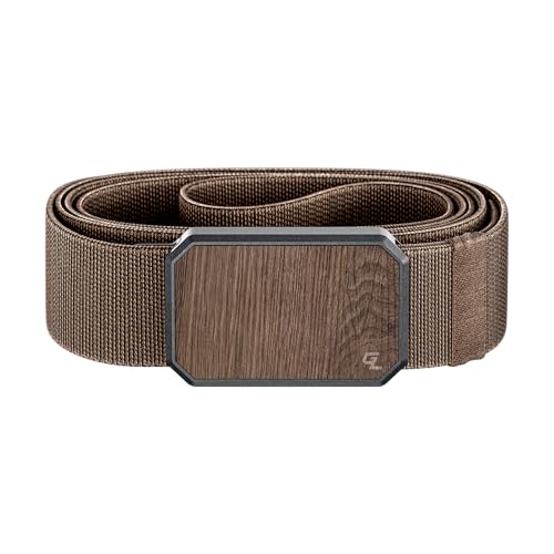 Groove Life Groove Belt Walnut-Brown - Mens Stretch Nylon Belt with Magnetic Aluminum Buckle, Lifetime Coverage - Medium (33-36)