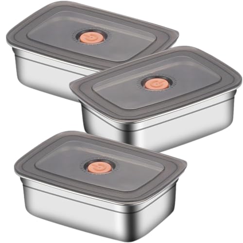 Image of SUS 316 Stainless Steel Food Containers with Lids, Airtight Bento Lunch Box, Metal Meal Prep Food Containers Reusable Stackable | Nestable Oven /Dishwsher /Freezer Safe (1200ml - 3pcs)