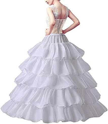 V.C.Formark 5 Slip Ruffles 4 Hoops Petticoat, White, Size One size fit most
