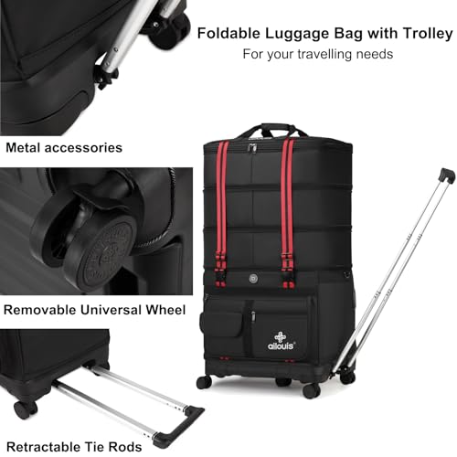 expandable foldable luggage bag with telescoping handle collapsible suitcase with removable universal wheels rolling travel bag for men women duffel bag