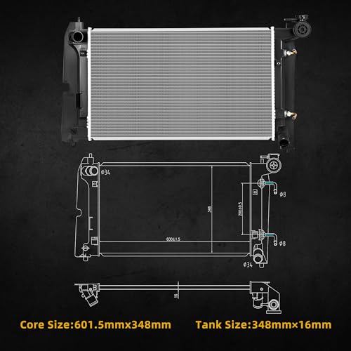 Image of DWVO Radiator Compatible with 2003 2004 2005 2006 2007 2008 Pontiac Vibe 2003-2008 Corolla Matrix 1.8L L4 CU2428