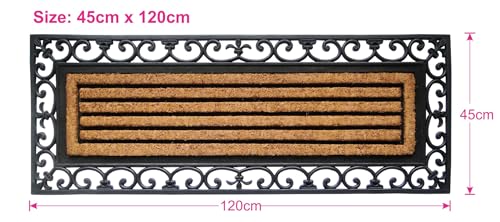 EHC Extra Large Non-Slip Outdoor Or Indoor Rubber Coir Door Mat - 120cm x 45cm