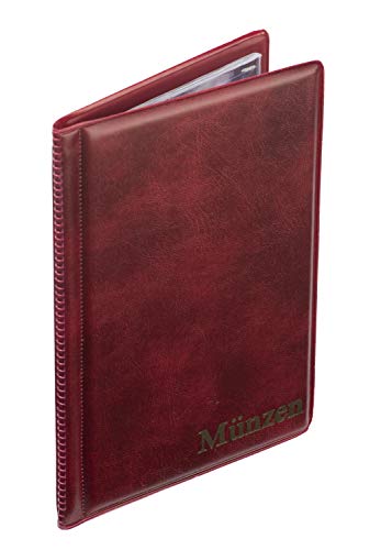 MC. Sammler Münzalbum Taschenalbum Sammelalbum für 96 Stück 2 Euro Münzen Aufbewahrung (Rot) Münzenalbum