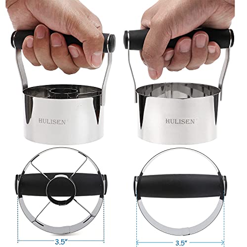 HULISEN Donut Cutter & 3.5 inch Biscuit Cutter (Set of 2), with Soft Grip Handle, Bonus 2 Pcs Small Cookies Cutter - Stainless Steel Professional Baking Dough Tool Set, Gift Package
