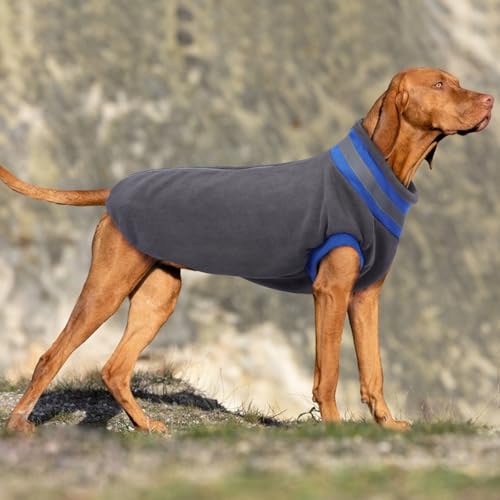 Hundepullover Mittelgroße Hunde, hundemantel mit Klettverschluss Hundeweste Fleece Winter Warm Sweater für Hunde(Grau, M)