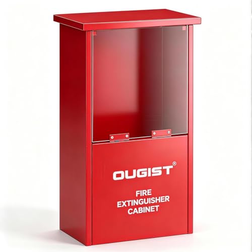 Ougist Fire Extinguisher Cabinet, Holds 2-1/2 lb Units, Rust-Proof Fire Extinguisher Wall Box with Shatter-Proof Acrylic Window for Garages & Basement