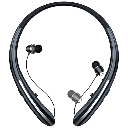 MOCANIO Neckband Bluetooth Headphones, 24H Battery with Auto-Retractable in-Ear...