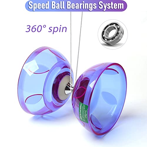 Image of Bodyrhythm 5 Bearings Chinese Diabolo Yoyo Set with Fiberglass Sticks, Adjustable Strings for All Ages - Best for Fitness and Tricks (Purple)