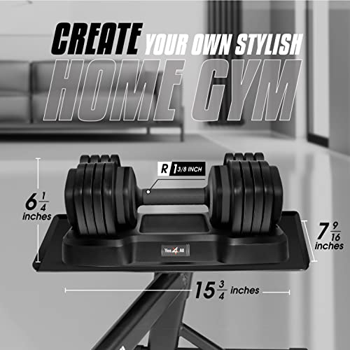 Yes4All High-Tech Adjustable Dumbbells 25Lb - Single, Grey Grip #TOP2