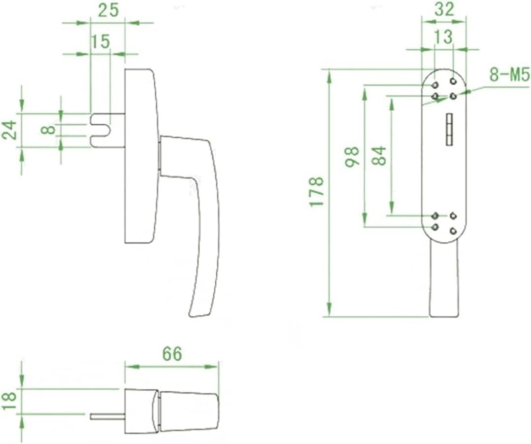 Ersatz for Fensterkurbelgriff, Fenstergriff, Türgriff, Legierung, innen flach, offen, innen offen, Vorhangfassade, Türen und Fenster, Hardware-Zubehör, Schaltgabel, Bogengriff