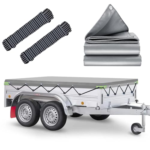 Telo Rimorchio, 256x145x8cm Telo Impermeabile Esterno, Telone Rimorchio con corda elastica, Ideale per Pongratz LPA 250/13 und 750kg/850kg/1000kg/1300kg/1500kg/2000kg 251x137cm Rimorchio