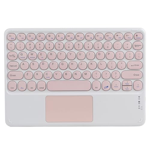 Image of FKU Rechargeable Bluetooth 5.0 Keyboard with Touchpad,78 Keys Ultra Slim Quiet Wireless Keyboard with Trackpad, Compatible Multimedia Keyboard for PC, Tablets, Smartphones, Laptops (Pink)