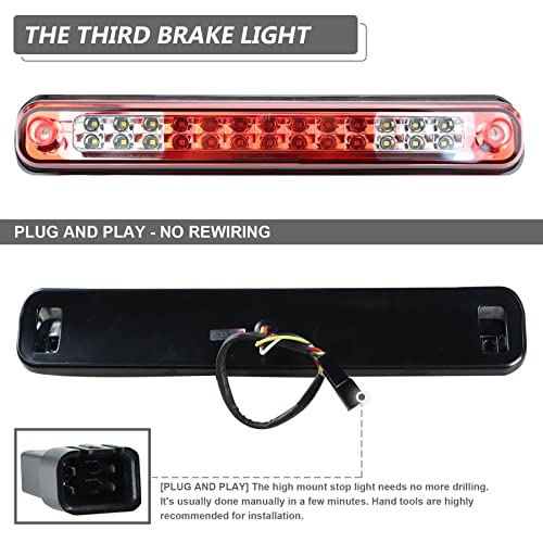 (Red Lens Chrme Housing) for 1988-2000 Chevy GMC C/K 1500/2500/3500, 94-98 Silverado, 92-93 Blazer, LED 3rd Third Brake Light Rear Cargo Lamp High Mount Stop light