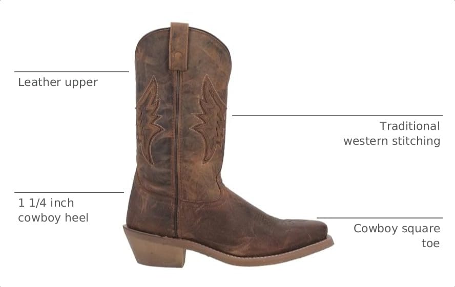 Image of Laredo Mens Nico Embroidered Square Toe Pull On Casual Boots Mid Calf - Brown