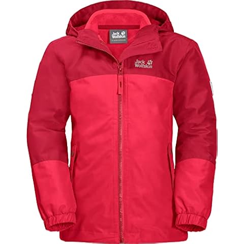 Jack Wolfskin Mädchen G ICELAND 3IN1 JKT 3-in-1-Jacke für Mädchen, tulip red, 140 Cover