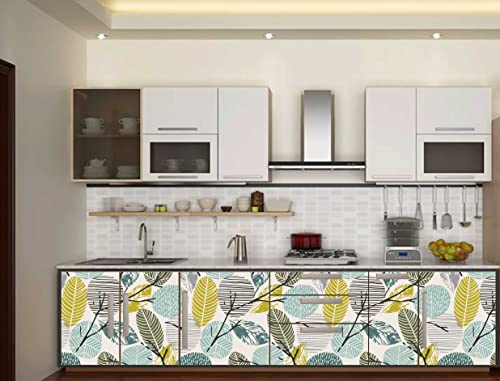 Image of CABANA HOMES Wall Stickers Botanical DIY Leaves Wallpaper for Home Decor (45 x 125 cm, 2 Rolls) (12 sq. ft) Decorative Self Adhesive Living Room Decal Bedroom, Grey