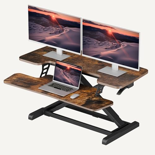 SANODESK 36" Spring-Assist Dual-Monitor Standing Desk Converter