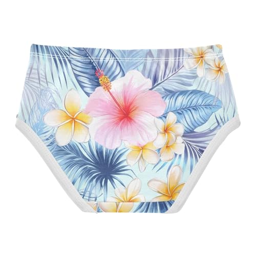 Tropical Hibiscus Plumeria Flowers Little Girl Panties Toddler Girls Underwear Cotton Print Briefs Kids Undies 2t2