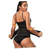 Healeved Korsett Damen Gummiband Taillenshaper mit Reißverschluss Sportlicher Bauchweg Gürtel S Schwarz für Effektives Training und Figurformung