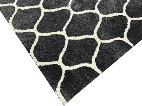 Image of Carpet for Living Room 5X7 FEET Modern Soft Shaggy Carpet Thick, Fluffy & 2 inch Pile Shag Rug for Your Kids Room, Bedroom & Livingroom (Gray White)