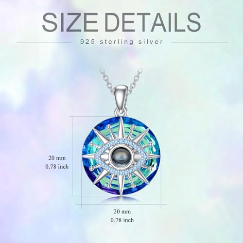 Evil Eye Necklace for Women Moonstone Evil Eye Amulet Pendant 925 Sterling Silver Suitable for Birthdays and Halloween Suitable for Men and Women3