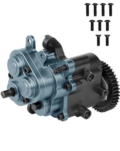 BRCatWPark Aluminum Transmission Gearbox with Metal Internal Gears and Bearings Upgrades Part for 1/10 TRX4 TRX6 RC Crawler Car,2 Speed Transmission Gearbox,Titanium/Black