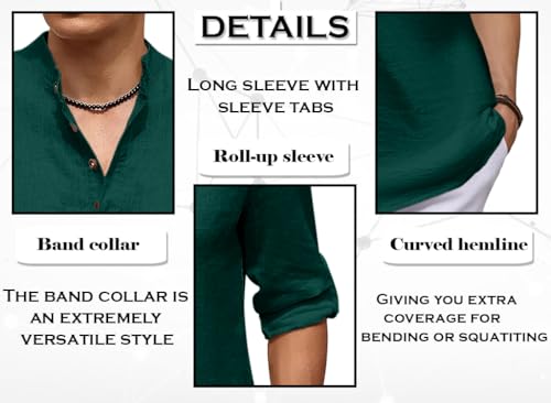 Image of ROYALSCOUT Men's Cotton Blend Casual Short Kurta Shirt with Notch Neck and Button Detail | Full Sleeve Straight Fit Lightweight Ethnic Top for Summer