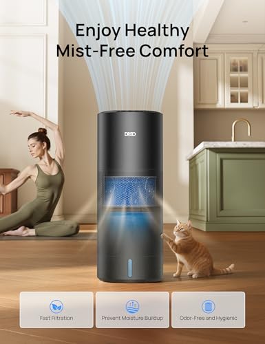 Image of DREO Smart Evaporative Humidifier Large Room up to 1000ft, 800ml /h High Output Air Humidifiers for Bedroom, 10L, 50H Long Runtime with Precise Humidification for Plants, Home, Office, Black, HHM774S
