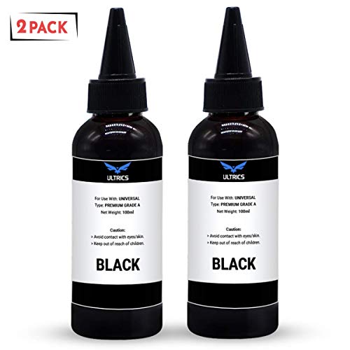 ULTRICS Kit Ricarica Cartucce per Stampante, 2 Flaconi 100ml Universale Inchiostro Nero Cartuccia Compatibili con Brother, Canon, dell, HP, Epson, Lexmark, Xerox And CISS Systems