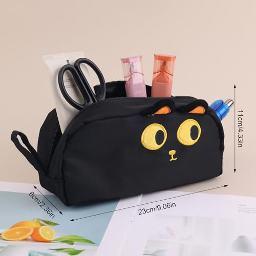 Image of Gosknor Big Capacity Pencil Case, Cute Black Cat Pencil Pouch 3D Cat Pen Bag Smooth Zipper Pencil Bags Pencil Case Organizer Box Perfect Home Office School Stationery Supplies and Gifts